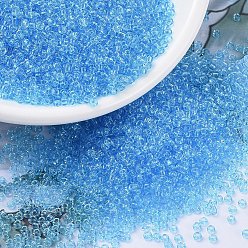 (RR148) Transparent Aqua MIYUKI Round Rocailles Beads, Japanese Seed Beads, (RR148) Transparent Aqua, 11/0, 2x1.3mm, Hole: 0.8mm, about 1100pcs/bottle, 10g/bottle