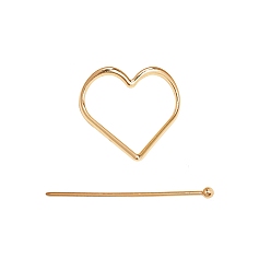 Золотой Легированные Палочки для Волос, аксессуары для волос для женщин и девочек, сердце, золотые, 100x50 мм
