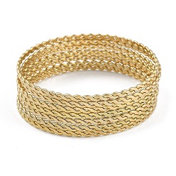 Золотой 7шт. вакуумное покрытие 201 наборы браслетов из нержавеющей стали, круглые браслеты с крутящим моментом для женщин, золотые, внутренний диаметр: 2-5/8 дюйм (6.8 см)