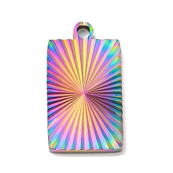 Rainbow Color Ионное покрытие (ip) 304 подвески из нержавеющей стали, прямоугольный шарм, Радуга цветов, 21x11.5x1.9 мм, отверстие : 1.8 мм