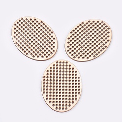 Бланшированный Миндаль Деревянный иглопробивной вышитый вышитый диск, бланшированный миндаль, 59.5x44x2 мм, отверстие : 2 мм