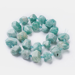 Amazonite Natur Amazonit Perlen Stränge, facettiert, Nuggets, 12~20x12~16 mm, Bohrung: 1.8~2 mm, ca. 22~23 Stk. / Strang, 15 Zoll ~ 15.74 Zoll (38~40 cm)