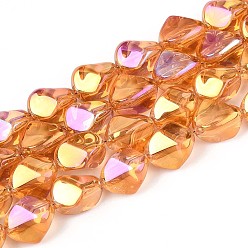 Коралловый Гальванизируйте прозрачное стекло бисер нитей, бусы из искусственного камня, самородки, коралл, 16.5~17x13~15x13~15 мм, отверстие : 1 мм, около 39~40 шт / нитка, 25.79~ 26.38 дюйм (65.5~67 см)