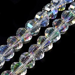 Clear Transparent Electroplate Glass Beads Strands, AB Color Plated, Faceted, Rondelle, Clear, 7.8x5.8~6.3mm, Hole: 1.5mm, about 80pcs/strand, 18.31''~19.88''(46.5~50.5cm)