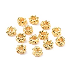 Matte Gold Color Rack Plating Alloy Beads, Cadmium Free & Lead Free, Long-Lasting Plated, Flower, Matte Gold Color, 4x2mm, Hole: 1.6mm