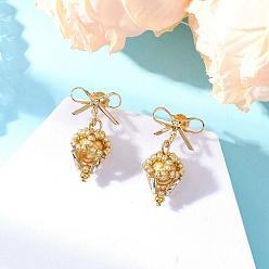 Темный Хаки Серьги-гвоздики с бриллиантами из латуни, со стеклом, золотые, Темный хаки, 28x16 мм