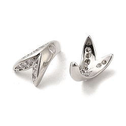 Платина Покрытие стойки латунные микропаве колпачки для бусин из кубического циркония, без кадмия и без свинца, долговечный, Petaline, платина, 8.5x5.5x6 мм, отверстие : 1 мм