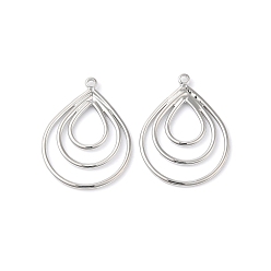 Платинированный Латунные подвески с открытой спинкой, без никеля , для diy уф смолы, слеза, Реальная платина, 23x17x1.5 мм, отверстие : 1.4 мм