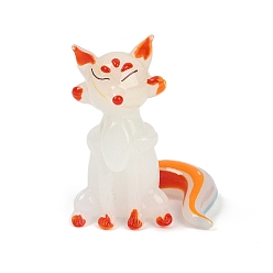 Лиса Серия животных миниатюрные украшения ручной работы лэмпворк, фигурка украшение для домашнего рабочего стола, лиса, 43x39.5x57 мм