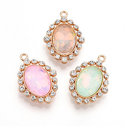 (52) Непрозрачная лаванда Сплав стекла подвески, со стразами, без кадмия и без свинца, овальные амулеты, разноцветные, 25x18x6 мм, отверстие : 1.6 мм