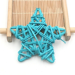 Cyan Rattan Art Craft, Star Decorative Ball for Home Decoration, Cyan, 60mm