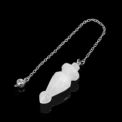 Quartz Crystal Natural Quartz Crystal Dowsing Pendulum Big Pendants, Undyed, with Platinum Plated Brass Findings, Cone Charm, 235mm