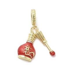 (123L) Белый крем непрозрачный блеск Латунь микропаве прозрачный кубический цирконий европейские подвески с подвесками, подвески с большими отверстиями для лака для ногтей с эмалью, без кадмия и без свинца, стойки покрытие, долговечный, реальный 18 k позолоченный, огнеупорный кирпич, 31 мм, отверстие : 4.8 мм