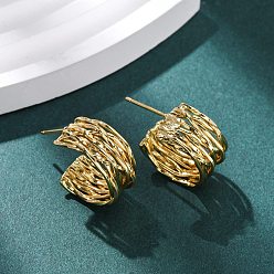 Настоящее золото 18K Латунные серьги-гвоздики в форме буквы С, стойки покрытие, долговечный, без кадмия и без свинца, реальный 18 k позолоченный, 19.5x9 мм