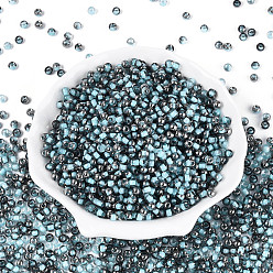 Светло-Голубой Прозрачные внутри цветные стеклянные бусины, круглые, Небесно-голубой, 4x3 мм, отверстие : 1.4~1.5 мм, о: 7500 шт / 450 г