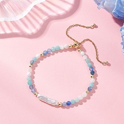 Смешанные камни Натуральные и синтетические драгоценные камни и самородки, барочный жемчуг, жемчужные бусины кеши, браслеты-слайдеры, 304 браслеты из нержавеющей стали с цепочками для женщин, внутренний диаметр: 1.77~3.23 дюйм (4.5~8.2 см)