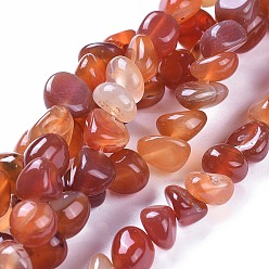 Rouge Orange Pierre gemme agate naturelle, teints et chauffée, pierre tombée, nuggets, rouge-orange, 3~15x7~15x7~15mm, Trou: 1mm, environ 42~44 pcs, 14.56~14.76 pouce (37~37.5 cm)