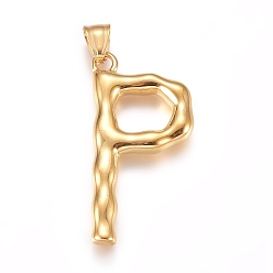 Letter P 304 подвески из нержавеющей стали, бамбуковая буква, золотые, letter.p, 47.5x23x5 мм, отверстие : 5x8 мм