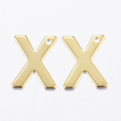 Letter X 304 прелести нержавеющей стали, буквы, реальный 18 k позолоченный, 11x9x0.8 мм, отверстие : 1 мм