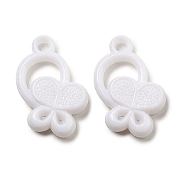 Blanc Pendentifs acryliques opaques, charmes de papillon, blanc, 30.5x19.5x5mm, Trou: 3mm, environ375 pcs / 500 g