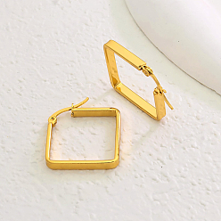 Настоящее золото 18K Квадратные серьги-кольца из нержавеющей стали, реальный 18 k позолоченный, 50 мм