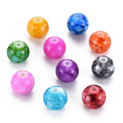 Gemischte Farbe Backfarbe deckende Acrylperlen, Runde, Gemischte Farbe, 10x9 mm, Bohrung: 2 mm, ca. 850 Stk. / 500 g
