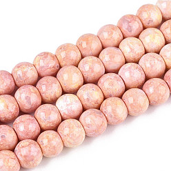 Легкий Лосось Выпечка краска бисер пряди, круглые, светлый померанцевый, 6~6.5 мм, отверстие : 1~1.2 мм, около 142~143 шт / нитка, 29.92~30.71 дюйм (76~78 см)