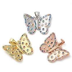 (52) Непрозрачная лаванда Латуни циркония кубической подвески, без кадмия и без свинца, бабочка, разноцветные, 17.5x23x3 мм, отверстие : 4.5x3.5 мм