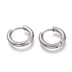 Нержавеющая Сталь Цвет Устойчивые к потускнению 201 серьги-кольца Huggie Hoop из нержавеющей стали, с 304 штифта из нержавеющей стали, гипоаллергенные серьги, кольцо, цвет нержавеющей стали, 15x2.5 мм, 10 датчик, штифты : 1 мм