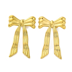 Настоящее золото 18K Ионное покрытие (ip) 304 серьги-гвоздики Bowknow из нержавеющей стали, реальный 18 k позолоченный, 28x18 мм