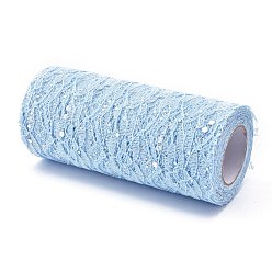 Light Blue Glitter Sequin Deco Mesh Ribbons, Tulle Fabric, for Wedding Party Decoration, Skirts Decoration Making, Light Blue, 6 inch(150mm), 10yards/roll