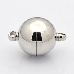 Нержавеющая Сталь Цвет Устойчивые к потускнению круглые 304 магнитные застежки из нержавеющей стали с петлями, цвет нержавеющей стали, 23x16 мм, отверстие : 2 мм