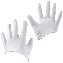 White PU Leather Half Palm Gloves, White, 175x88x3mm