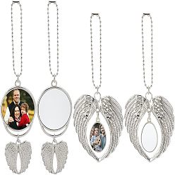 Платина 4 наборы 2 стиль сплав подвеска украшение кабошон оправы, плоский круглый с ветром, платина, 170 мм, 2 наборы / стиль