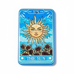 Темно-Голубой Печатные акриловые подвески, прямоугольник с шармом Таро, глубокое синее небо, 43x27.5x2.4 мм, отверстие : 1.8 мм