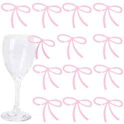 Bowknot 24Pcs Acrylic Wine Glass Charms, Pink, Bowknot, 51.5x59.5x1.5mm