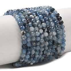 Aigue-marine Brins de perles d'aigue-marine bleu diable naturel, facette, ronde, 4mm, Trou: 0.7mm, Environ 95 pcs/chapelet, 15.16'' (38.5 cm)