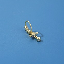 Золотой Латунные кольца для носа из кубического циркония с подвесками в виде сердечек, золотые, 8 мм