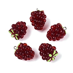 Темно-Красный Подвески из полупрозрачной смолы, винограда прелести, с железной платиной петлей, темно-красный, 23.5~25x18.5~19.5x18.5~19.5 мм, отверстие : 2 мм