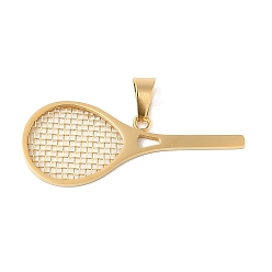 Золотой 304 подвески из нержавеющей стали, очарование теннисной ракетки, золотые, 19.5x49x2 мм, отверстие : 8x4 мм