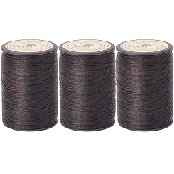 Темно-Коричневый  3 рулоны плоской вощеной полиэфирной нити, микро шнур макраме, для шитья кожи, темнокоричневый цвет, 0.8~0.9x0.3 мм, около 109.36 ярдов (100 м) / рулон
