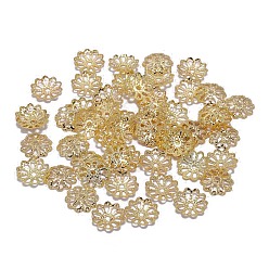 Золотой Железа цветок крышки шарика, многолепестковая филигранная находка, золотые, 7 мм, 200 шт / пакет