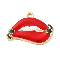 Lip Подвески из эмали и сплава, Синко де Майо, без кадмия, без никеля и без свинца, стойки покрытие, губа, 17.5x25x2.5 мм, отверстие : 1.8 мм