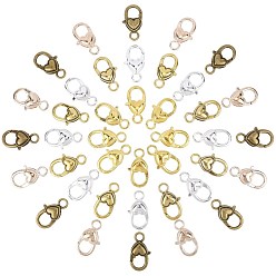 Mixed Color Alloy Lobster Claw Clasps, Heart, Mixed Color, 26.5x15x6.5mm, Hole: 4mm, 5 colors, 8pcs/color, 40pcs/box
