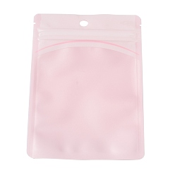 Pink Пластиковая сумка с замком на молнии, сумки для хранения, мешок с самоуплотнением, верхнего уплотнения, с окном и вешалкой, прямоугольные, розовые, 15x10x0.15 см