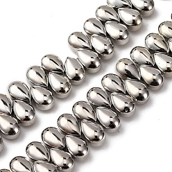 с Платиновым Покрытием Стеклянные бусины с гальваническим покрытием , слеза, с покрытием платиным, 9x6x5.5 мм, отверстие : 0.9 мм, около 125 шт / нитка, 15.75'' (40 см)