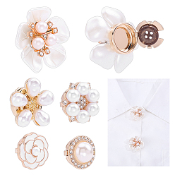 Mixed Color 10Pcs 5 Styles Alloy Cufflinks, Flower, Mixed Color, 19~38x10~36mm, 2pcs/style
