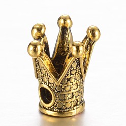 Античное Золото Сплавочные бусины, корона, античное золото , 12.5x12x12 мм, отверстие : 2.5 мм