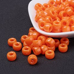 Orange Red Opaque Acrylic European Beads, Barrel, Orange Red, 9x6mm, Hole: 4mm, about 1900pcs/500g