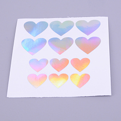 Heart Plastic Stickers, Laser Effect Decorative Stickers, Filling Material for Resin Art, Heart, Heart Pattern, 80x80x0.1mm
